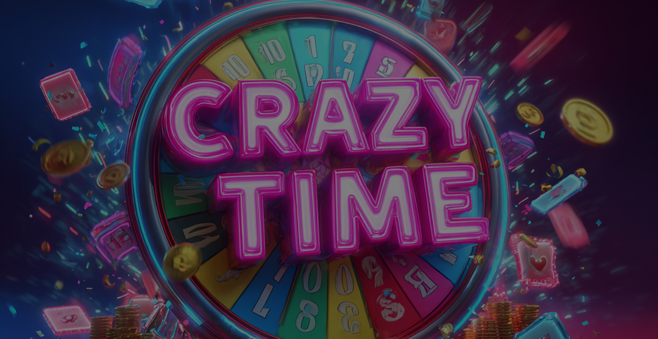 Interfejs trybu demonstracyjnego Crazy Time z widocznym kołem i wirtualnym saldem